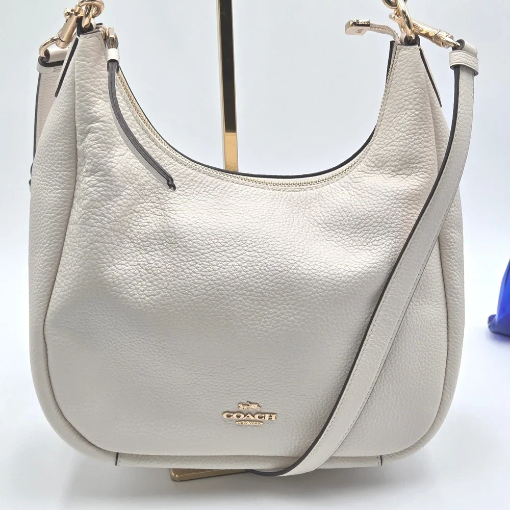 Coach Jules Hobo Bag White C9190 Pebbled Leather Shoulder Crossbody Purse